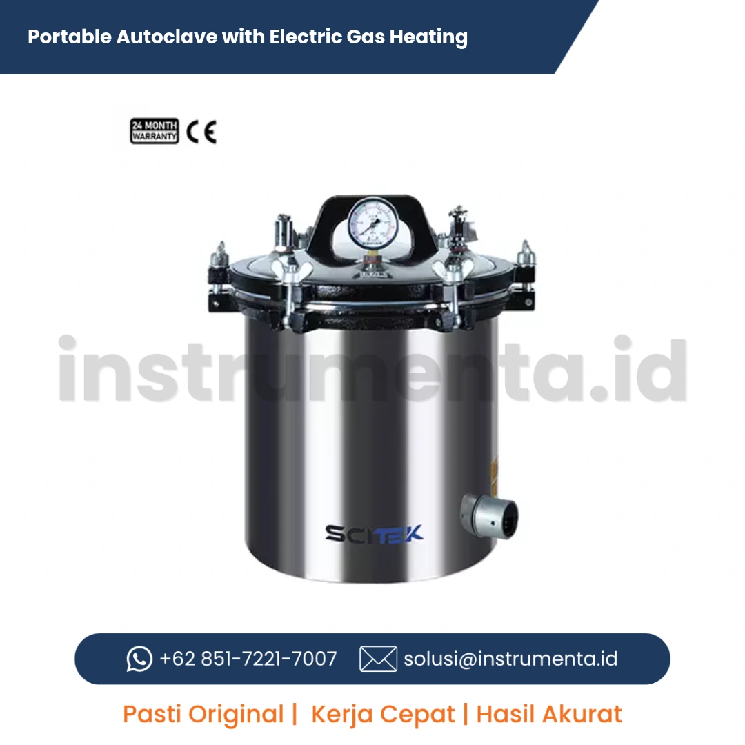 Official Supplier Portable Autoclave with Electric/Gas Heating Scitek ST-PB Series Sterilisator Portabel Pemanas Ganda Listrik dan Gas 18L 24L
